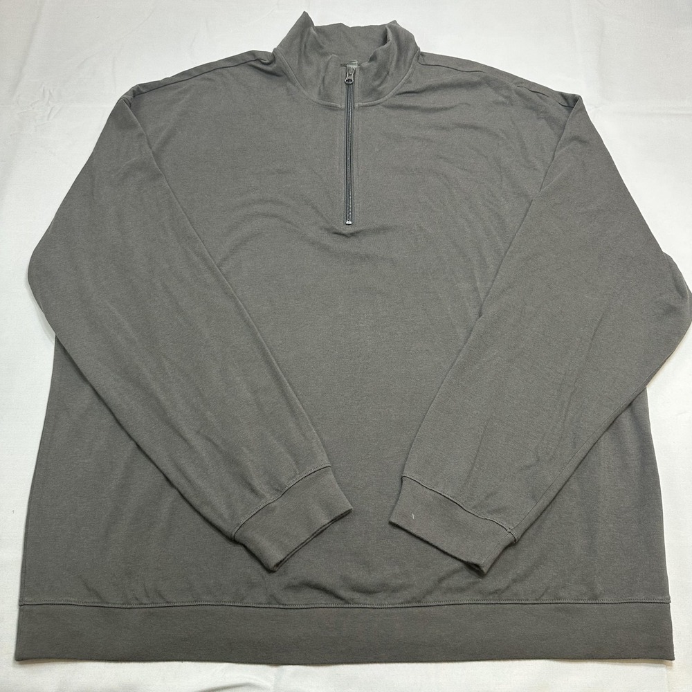 Skims Jersey Lounge Sweatshirt Mens XLT Gray 1/4 Zip Mock Neck Relaxed Fit